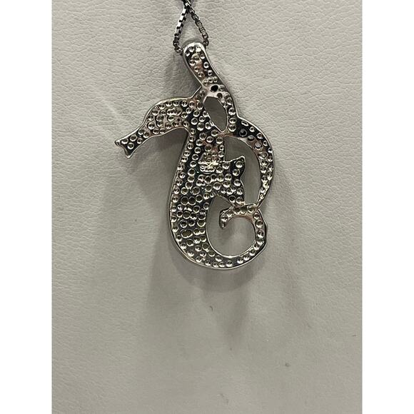 Blue Larimar and CZ Sterling Silver Seahorse Sea Life Caribbean Blue Necklace - Picture 7 of 12